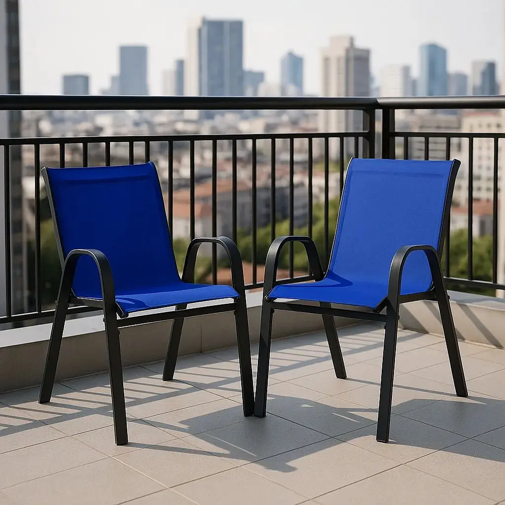 Комплект садових стільців Costway Patio з підлокітниками синій - фото 2