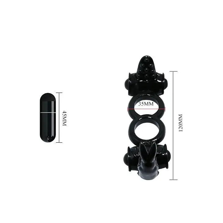 Подвійне ерекційне віброкільце Sweet Ring Double Penis Ring Black Baile BI-014079-1 21942 - фото 3