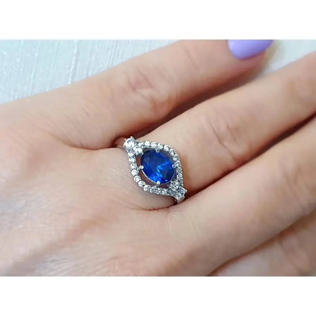 Срібне кільце Агні Прага з сапфіром. 1579/9р-HSPH 18,5 - фото 2