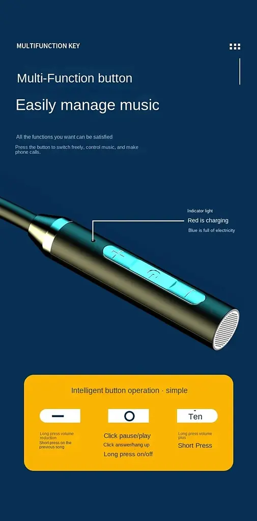 Беспроводные нашейные наушники WH001K, BT5.0, вакуумные, IPX5, 280mAh, 8h, black - фото 6