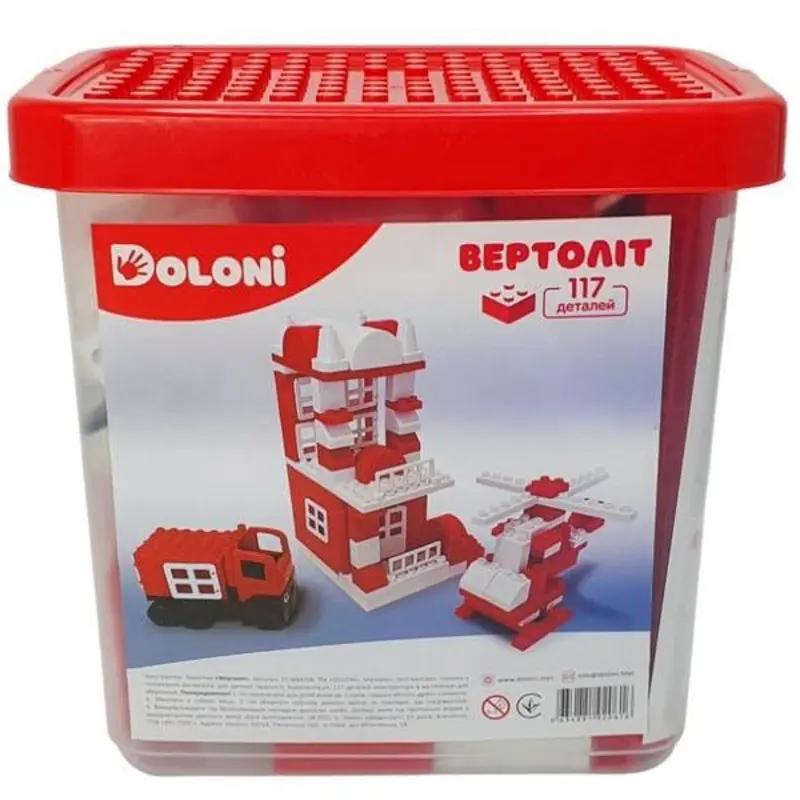Конструктор Doloni Toys Вертоліт у пластиковому боксі 117 деталей (IC-187-C-592)