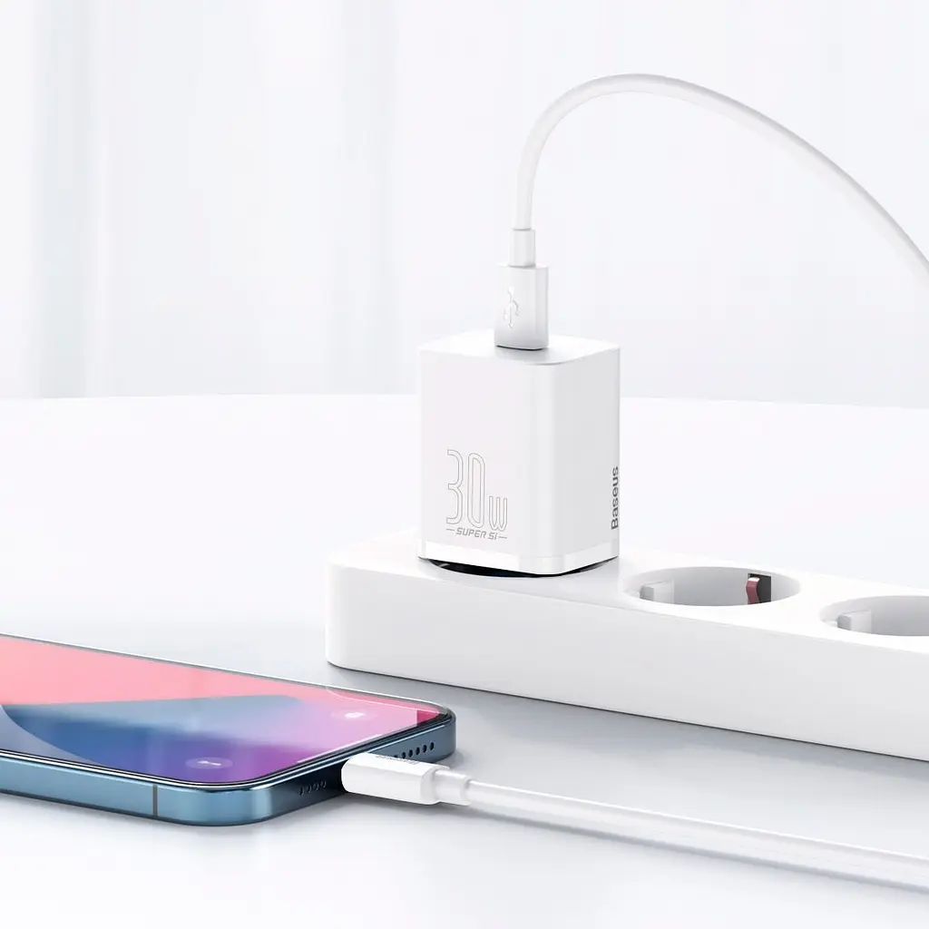 Мережевий зарядний пристрій Baseus Super Silicone PD 30W Type-C White (CCSUP-J02) [78686] - фото 7