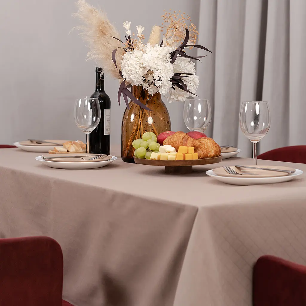 Скатертина водонепроникна Sonex Sienna 150х180 см бежева (SO102570) - фото 3