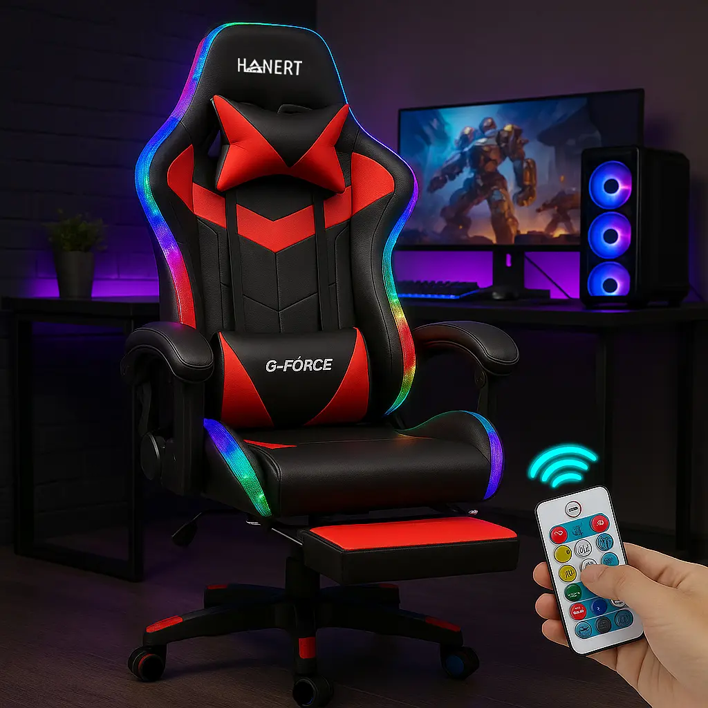Крісло геймерське Hanert G-Force + RGB з підсвічуванням Red - фото 4