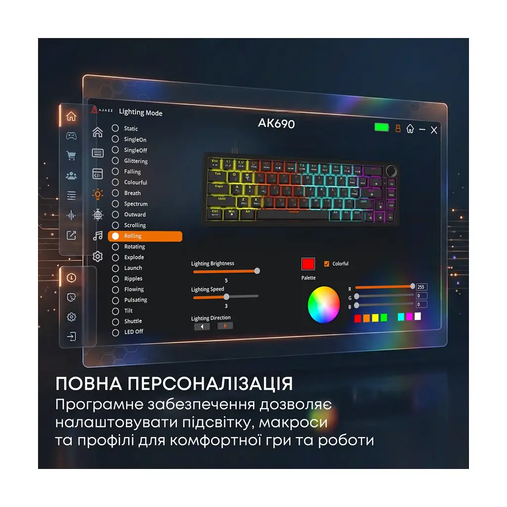 Клавіатура Ajazz AK690 Peach Mist Switch USB UA White (AK690-PM-W) - фото 9