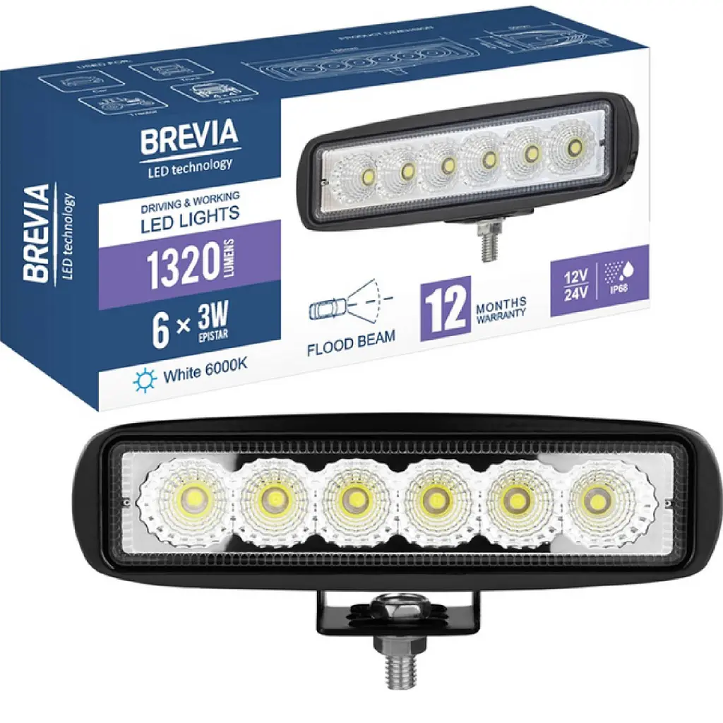 LED фара Brevia Flood 10-30V 18W 1320Lm Алюмінієвий корпус (10611FX1) - фото 4