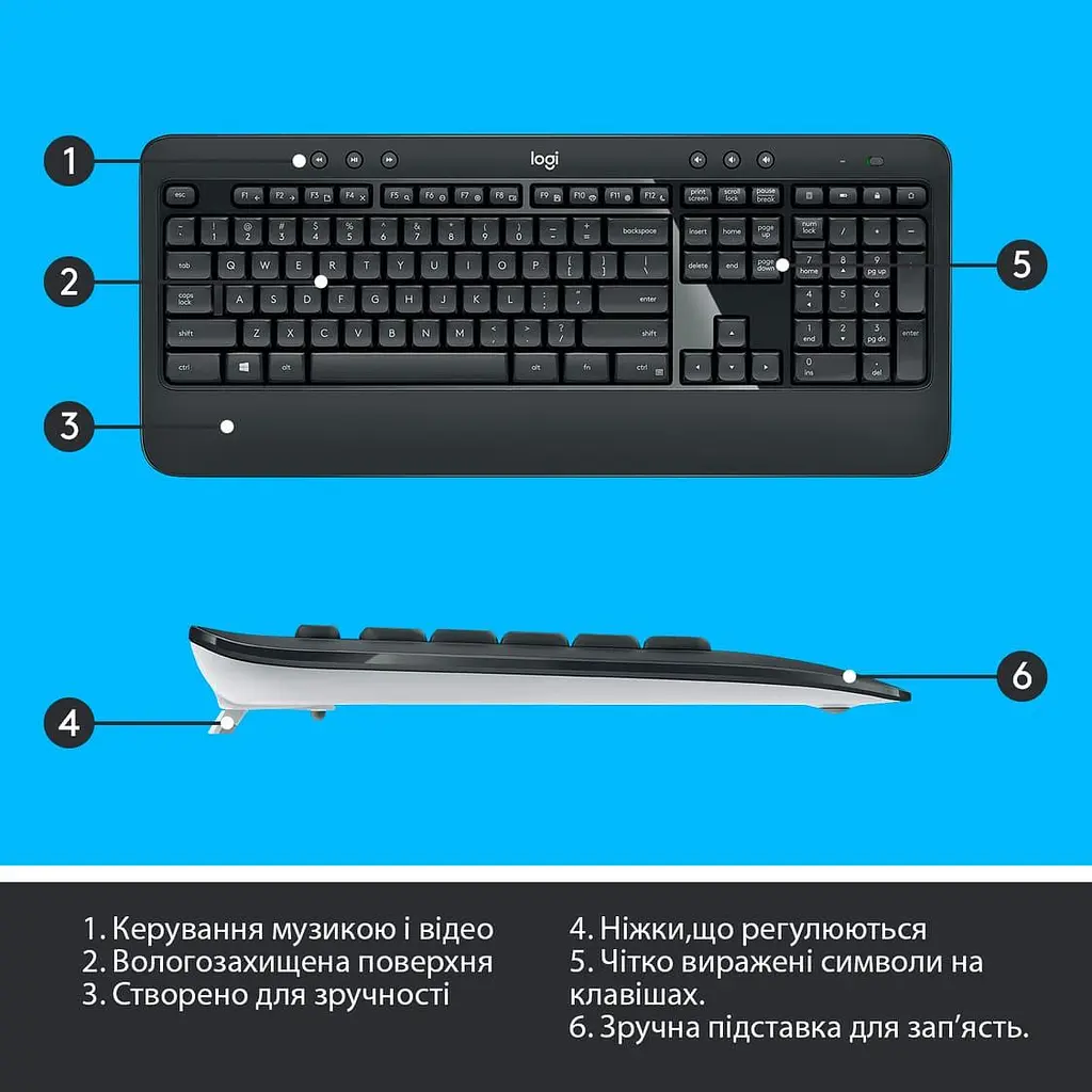 Комплект (клавиатура и мышь) Logitech MK540 Advanced Combo (920-008685) Wireless Black - фото 6
