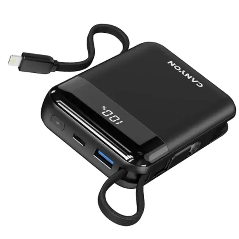 Батарея універсальна Canyon 10000mAh OnPower 104 PD/20W, QC/22.5W built-in cable Black (CNS-CPB104B) - фото 4
