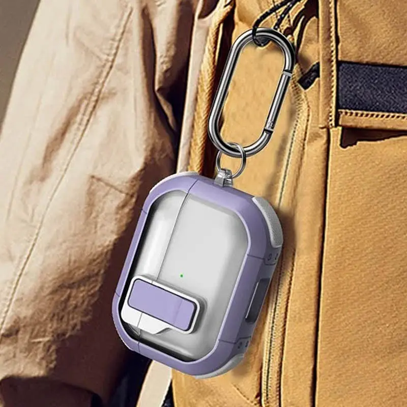 Футляр протиударний Locking Button для навушників Airpods Pro Light Purple - фото 6