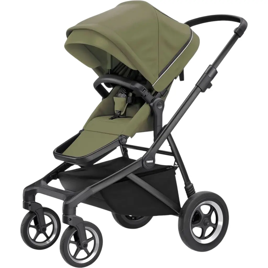Детская коляска Thule Sleek Soft Green on Black с люлькой (TH 11000030) - фото 2