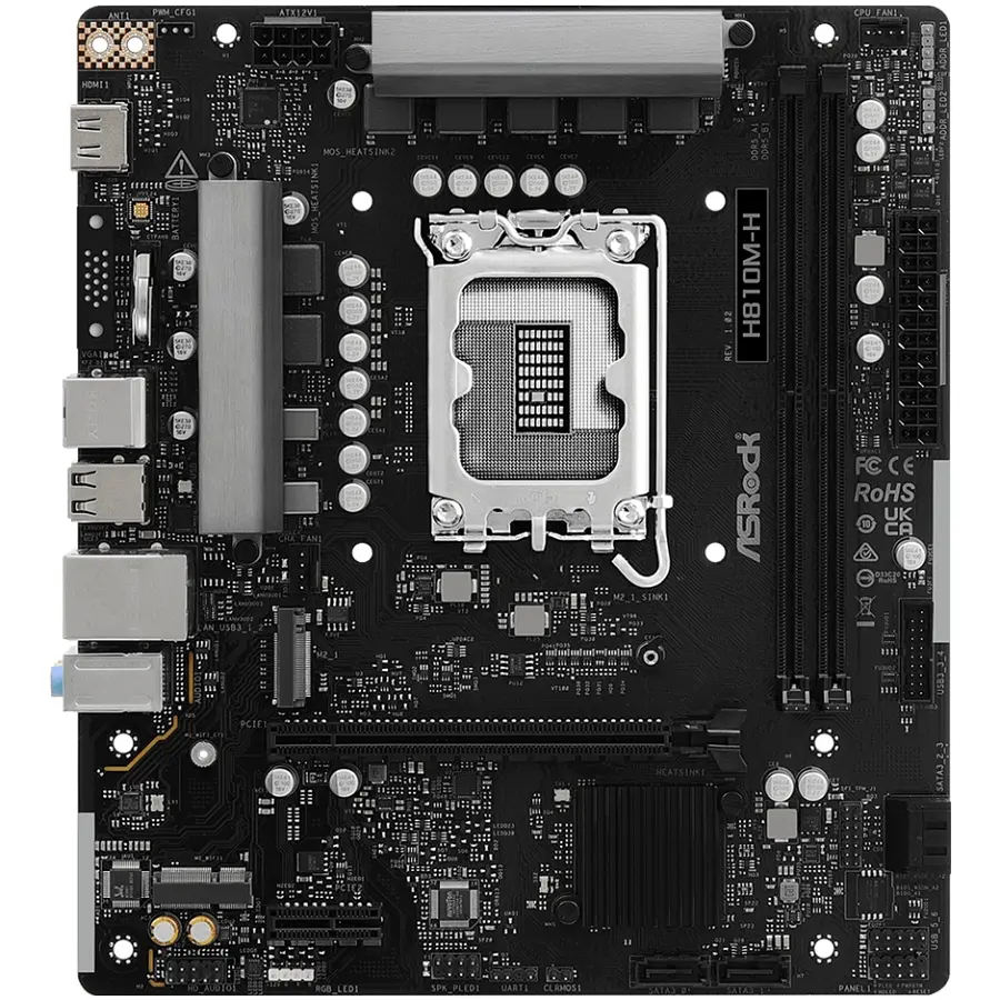 AsRock H810M-H (1851/H810, 2*DDR5, PCIex16, HDMI, 4xSATA, M.2, Glan, 7.1ch, mATX) - фото 3