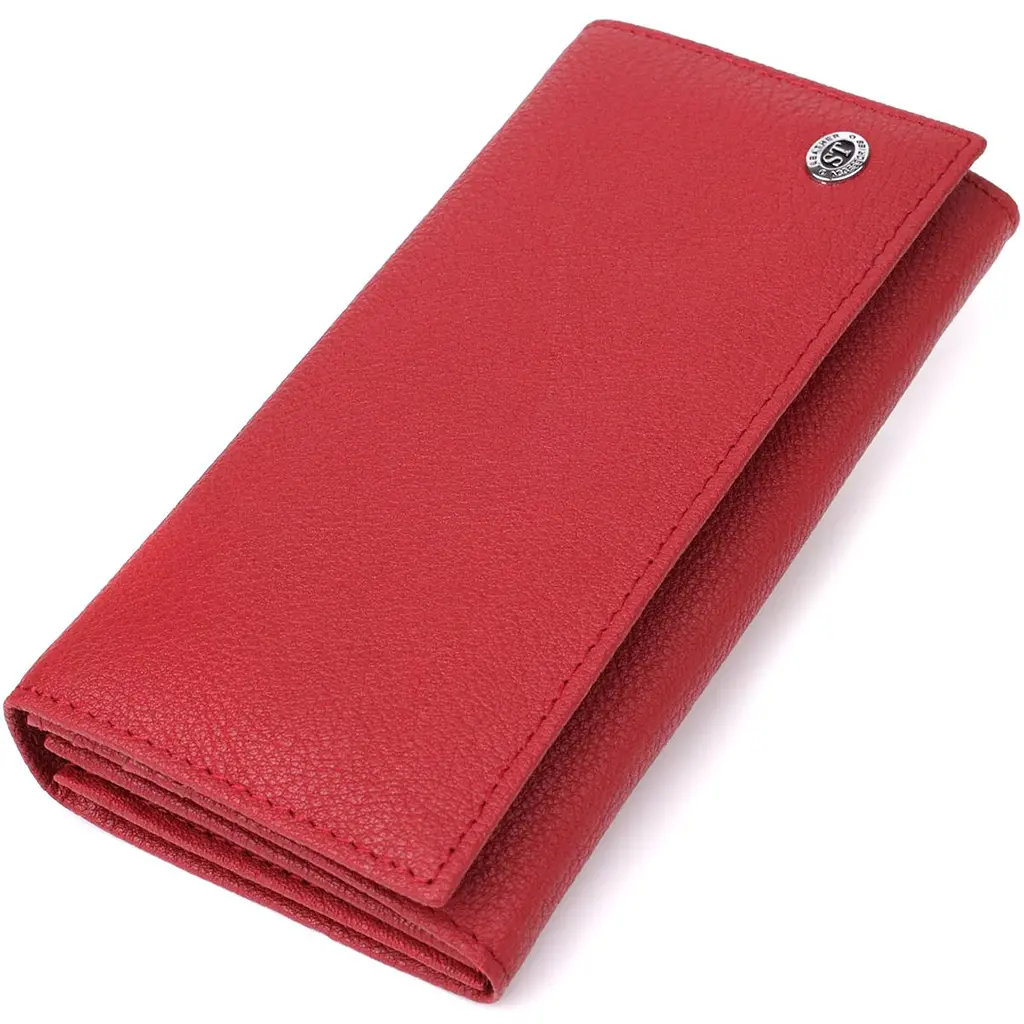 Яскравий вертикальний гаманець із натуральної шкіри ST Leather 23087 червоний - фото 11