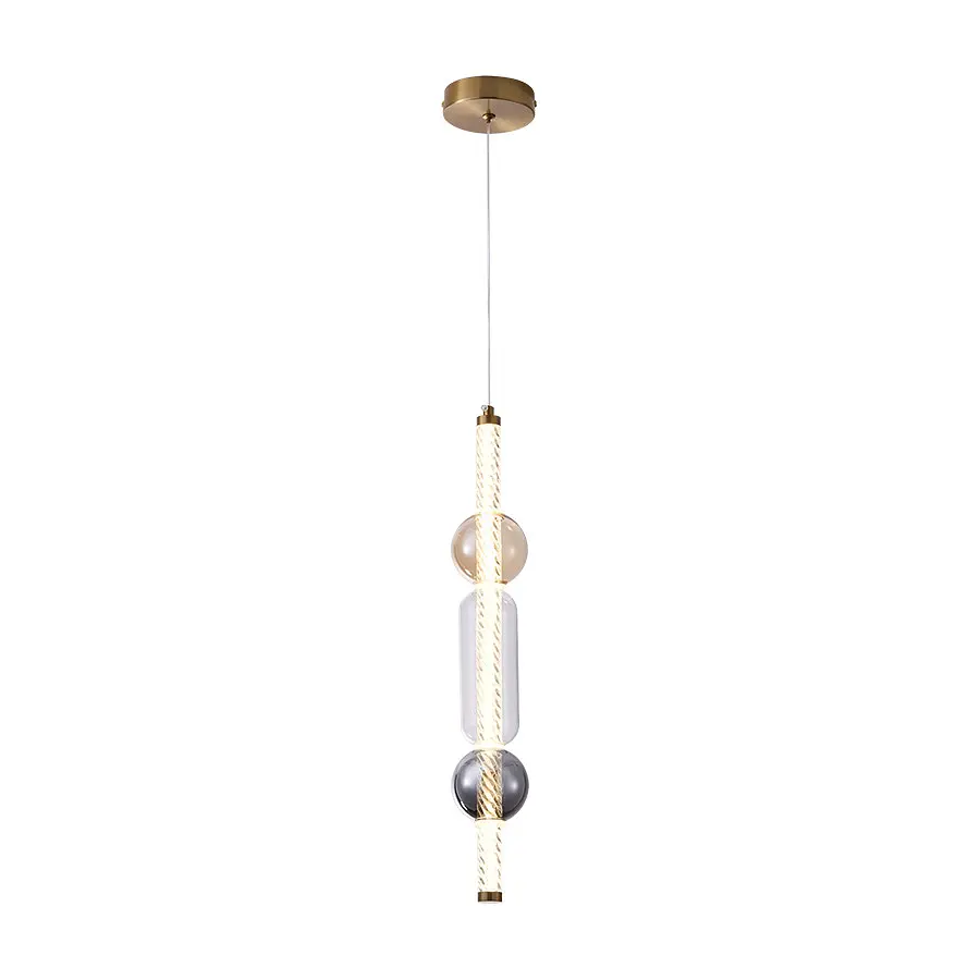 Подвесной светильник LED Levistella 788P39316 AB+SM+AM+CL, 7W, 4000K, абажур, полоски, акрил, для гостиной - фото 2