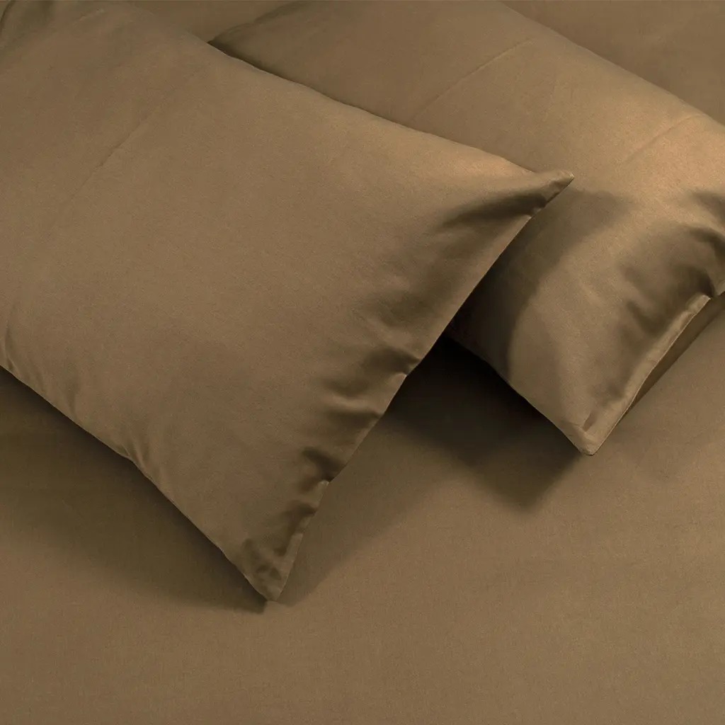Простынь на резинке с наволочками Tac - 160x200 кофе - фото 2
