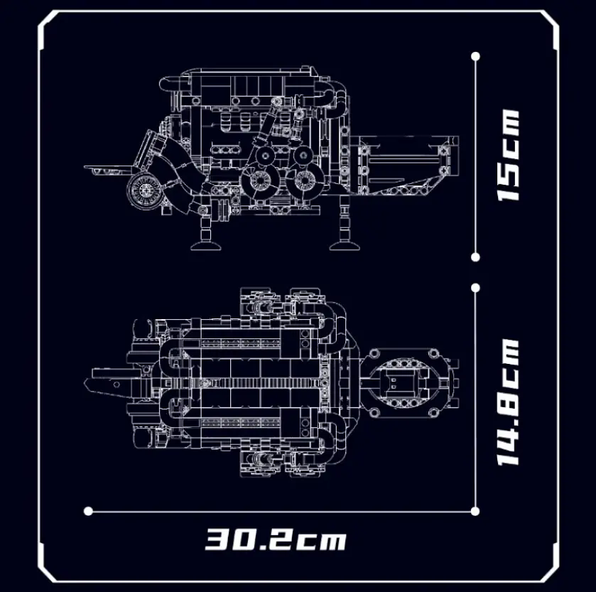 Конструктор двигун W16 від Mould King TECHNIC шестициліндровий для дітей та дорослих, 952 деталей - фото 7