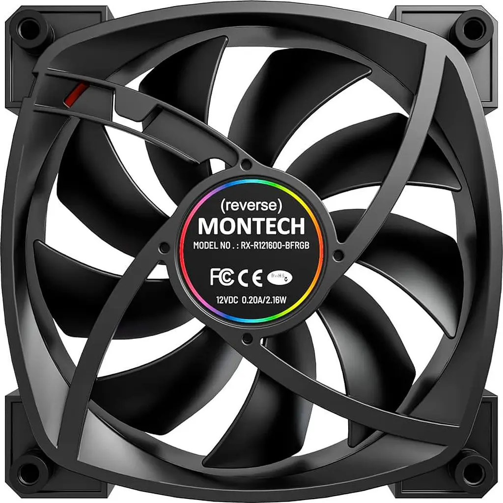 Вентилятор MONTECH 120MM RX120 Reverse PWM BLACK (RX120 PWM BLACK) - фото 3