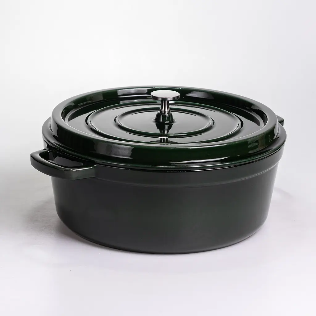 Кокотниця чавунна емальована 7,5 л, малахіт Yongkang HP-FLG-14 green - фото 6