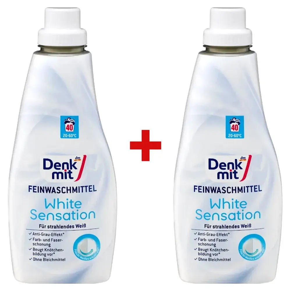 Гель для прання білого одягу DenkMit White Sensation, 1 л, 40 стирок, 2 шт