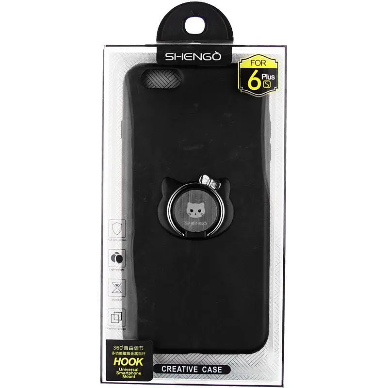 Чохол-накладка Shengo Soft-touch holder TPU Case iPhone 6 Plus/6S Plus Black - фото 2