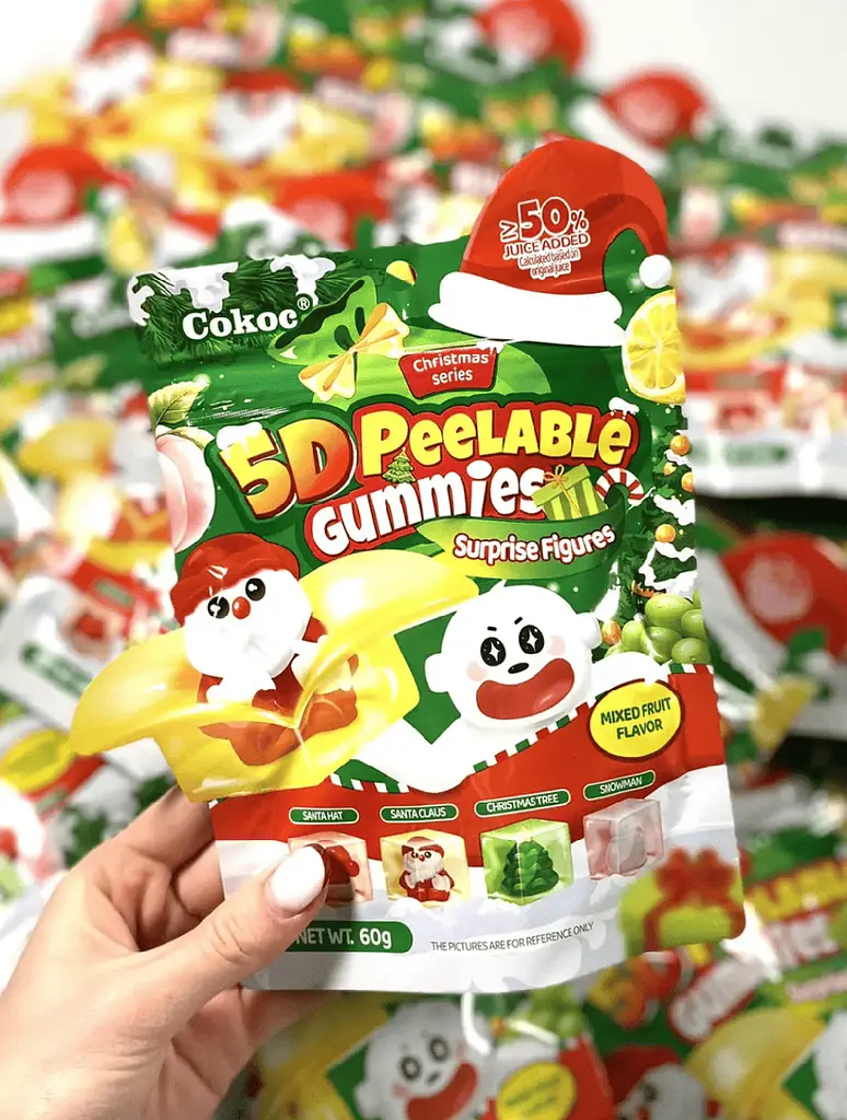 Желейні цукерки Cokoc 5D Peelable Gummies Mixed Fruit Christmas 60г - фото 5