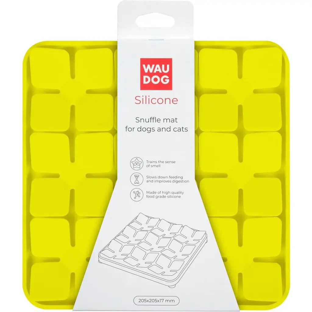 Миска-коврик для собак и кошек Waudog Silicone для поиска корма 205х205х17 мм желтый - фото 3