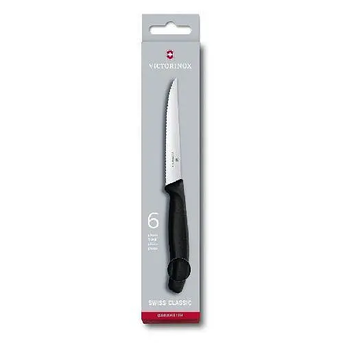 Набір кухонний Victorinox SwissClassic Steak Gift Set 6 ножів лезо 11см хвил. з чорн. ручкою - фото 2