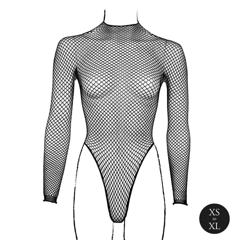 Боді з рукавом Le Désir With Fishnet Structure, One Size (чорний) - фото 6