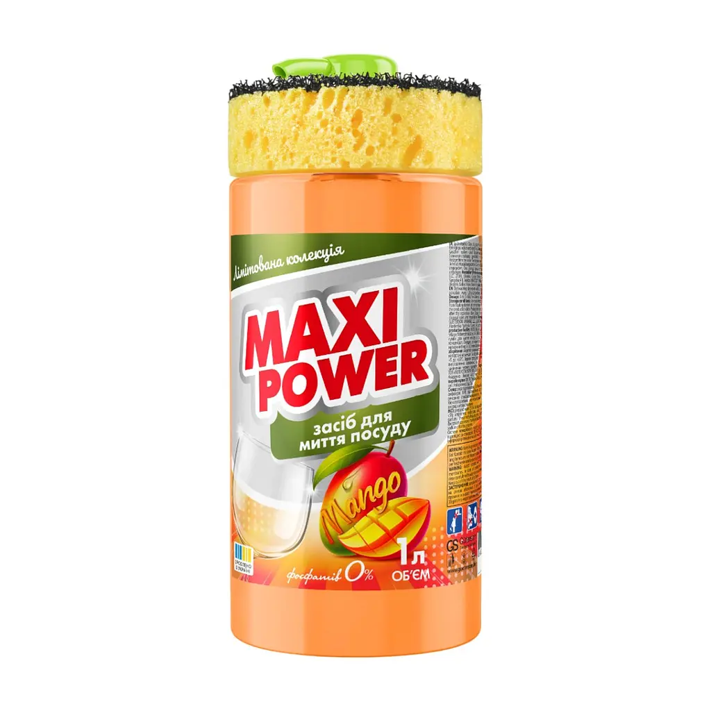 Засіб для ручного миття посуду Maxi Power Манго 1 л (4820204702076)