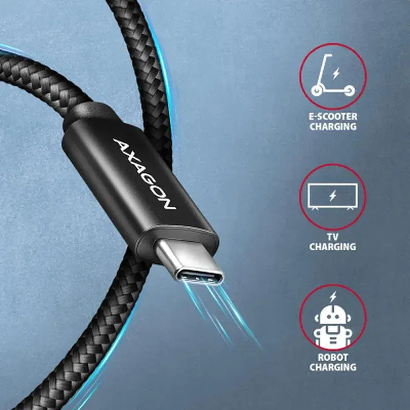 Дата кабель USB-C to USB-C 3.0m USB 2.0 PD 240W 5A black AXAGON (BUCM2-CM30AB) - фото 5