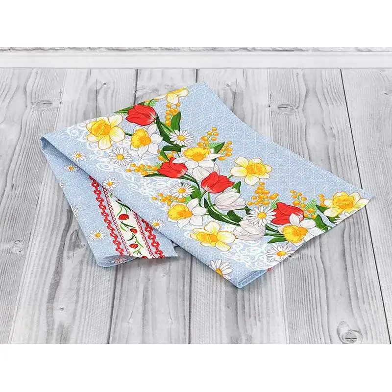 Полотенце вафельное Руно Весенние цветы 2 набивной комбинированный 45х80 см (202.15_Весняні квіти_2) - фото 2