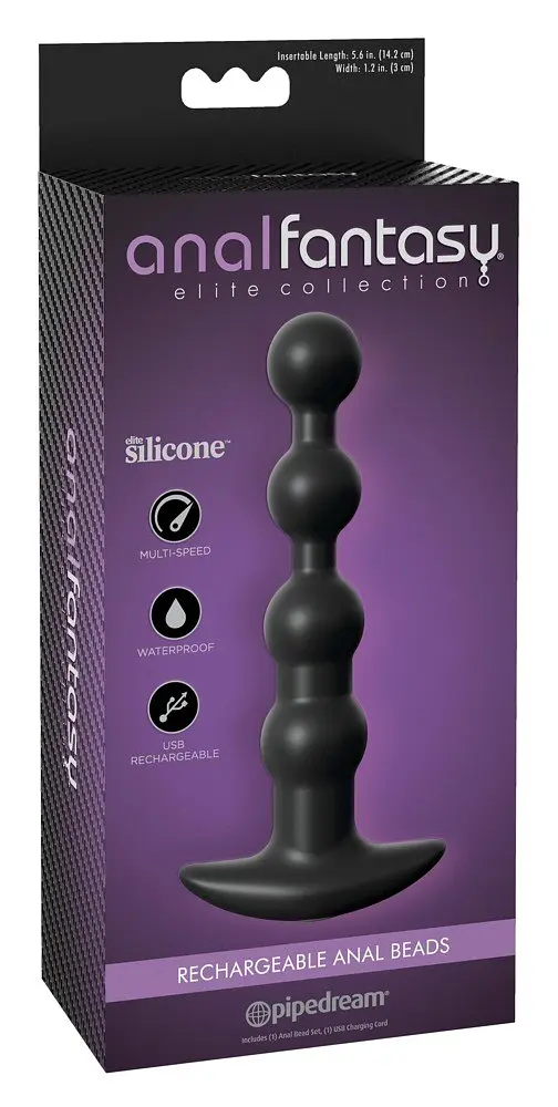 Анальна пробка Anal Fantasy Elite Collection Rechargeable Anal Beads 17 см (чорний) - фото 2