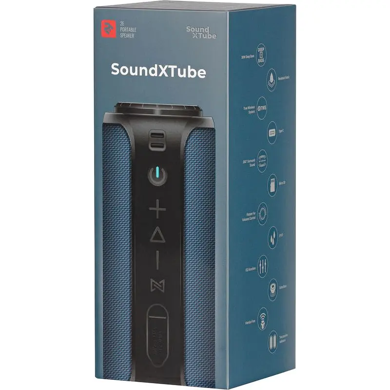 Портативна акустика 2E SoundXTube TWS MP3 Wireless Waterproof Blue (2E-BSSXTWBL) - фото 8