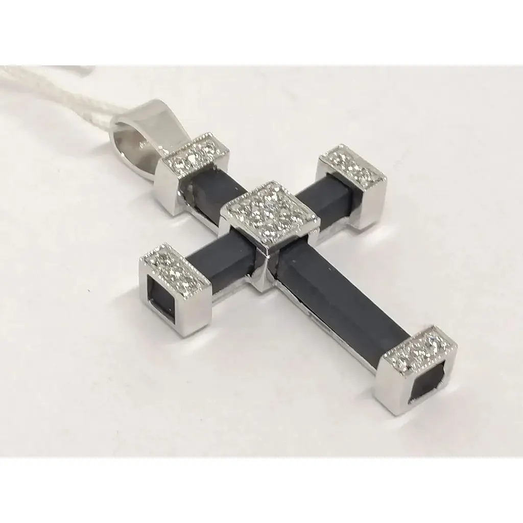 Золотой крестик Гаразд с каучуком и фианитами. 3541757Б - фото 4