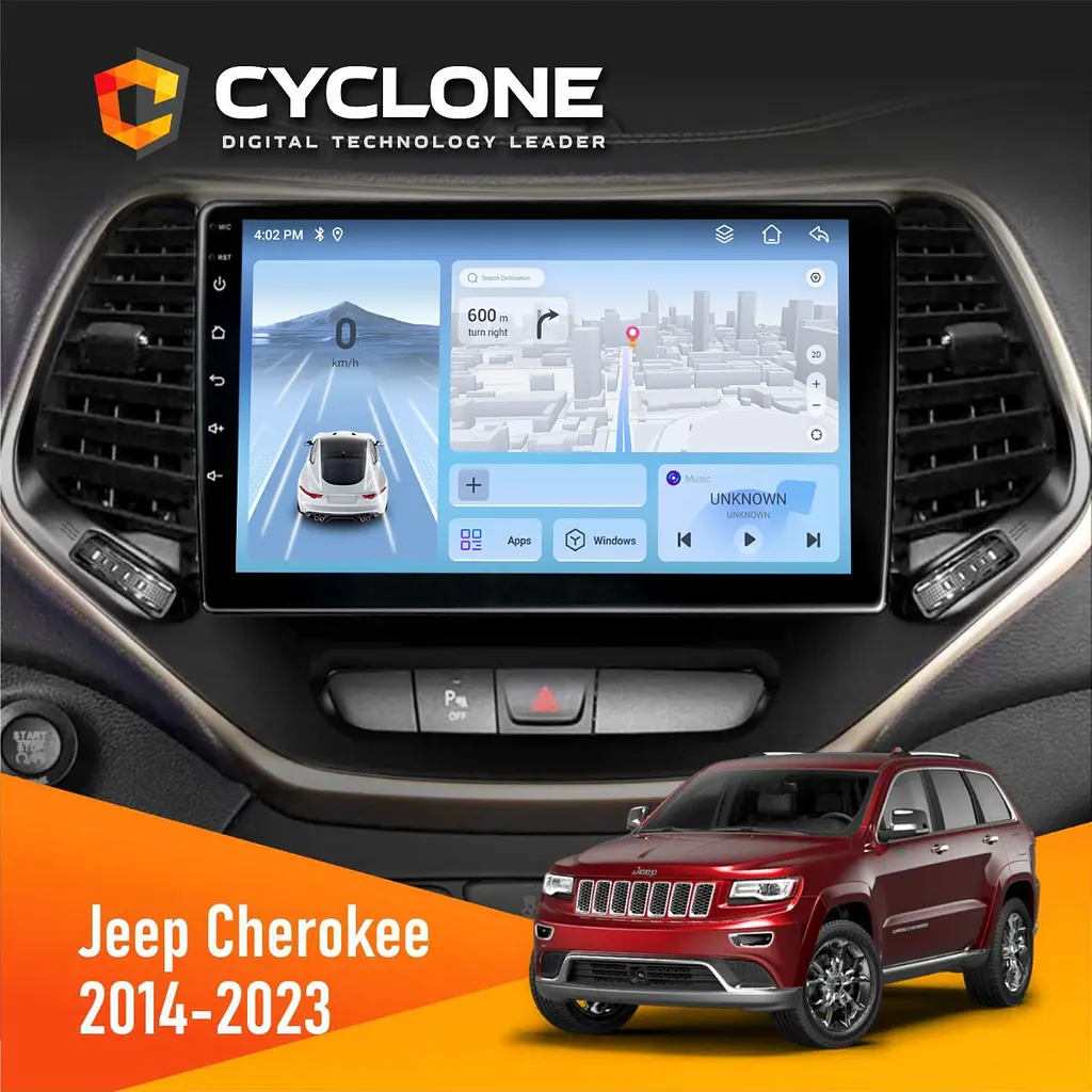 Штатна магнітола Jeep Cherokee 2014-2023 Cyclone C10-012 4x64, DSP, 4G Cyclone (НФ-00008828)