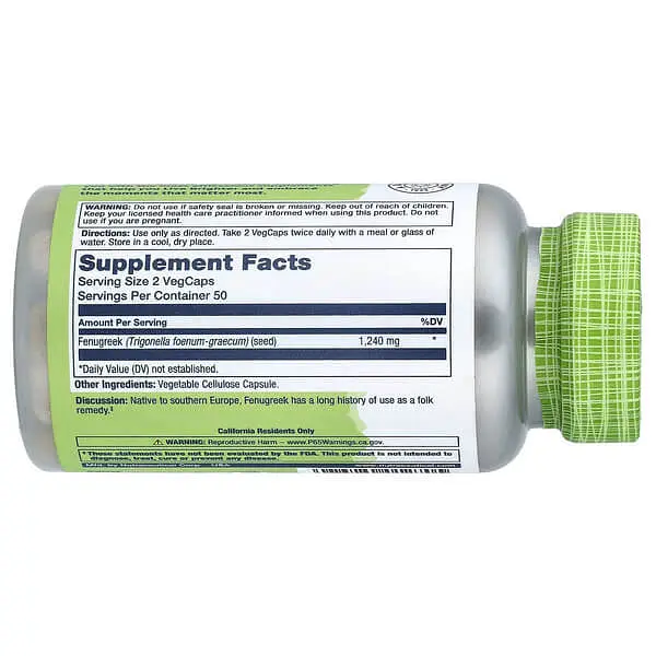 Інші екстракти Fenugreek 620 mg 100 капсул Solaray vit0005838 - фото 2