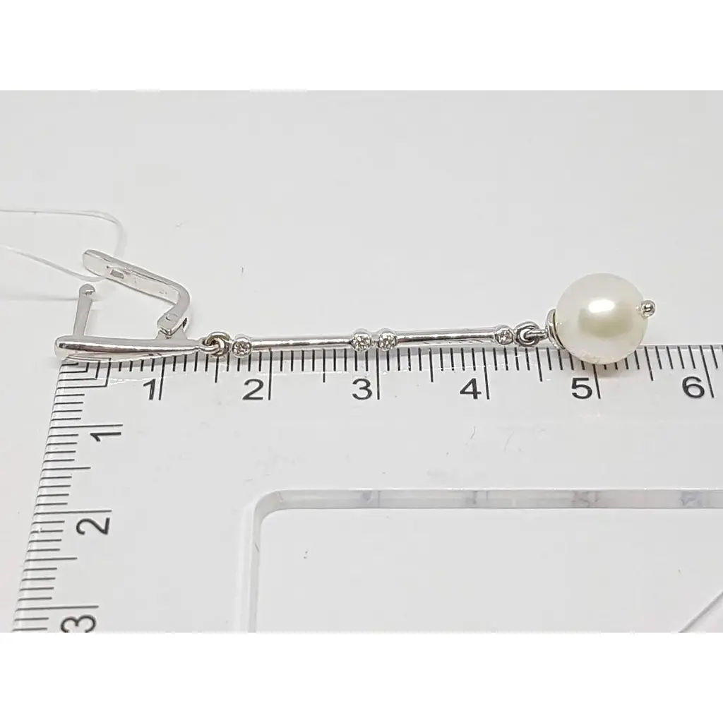 Золотые серьги Гелиос с бриллиантами и жемчугом. Артикул 3032719 - фото 6