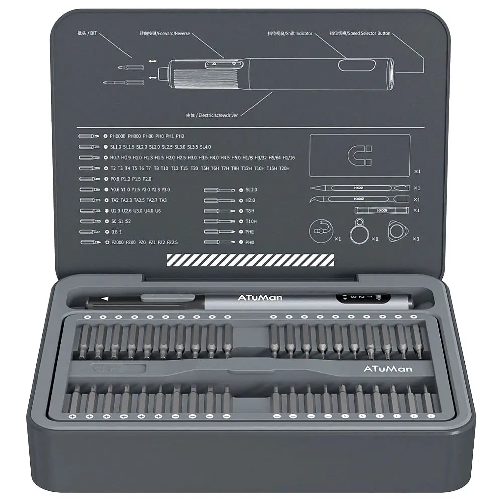 Електровикрутка з набором біт Xiaomi Duka ATuMan Electric Screwdriver Set E3 (95в1) - фото 2