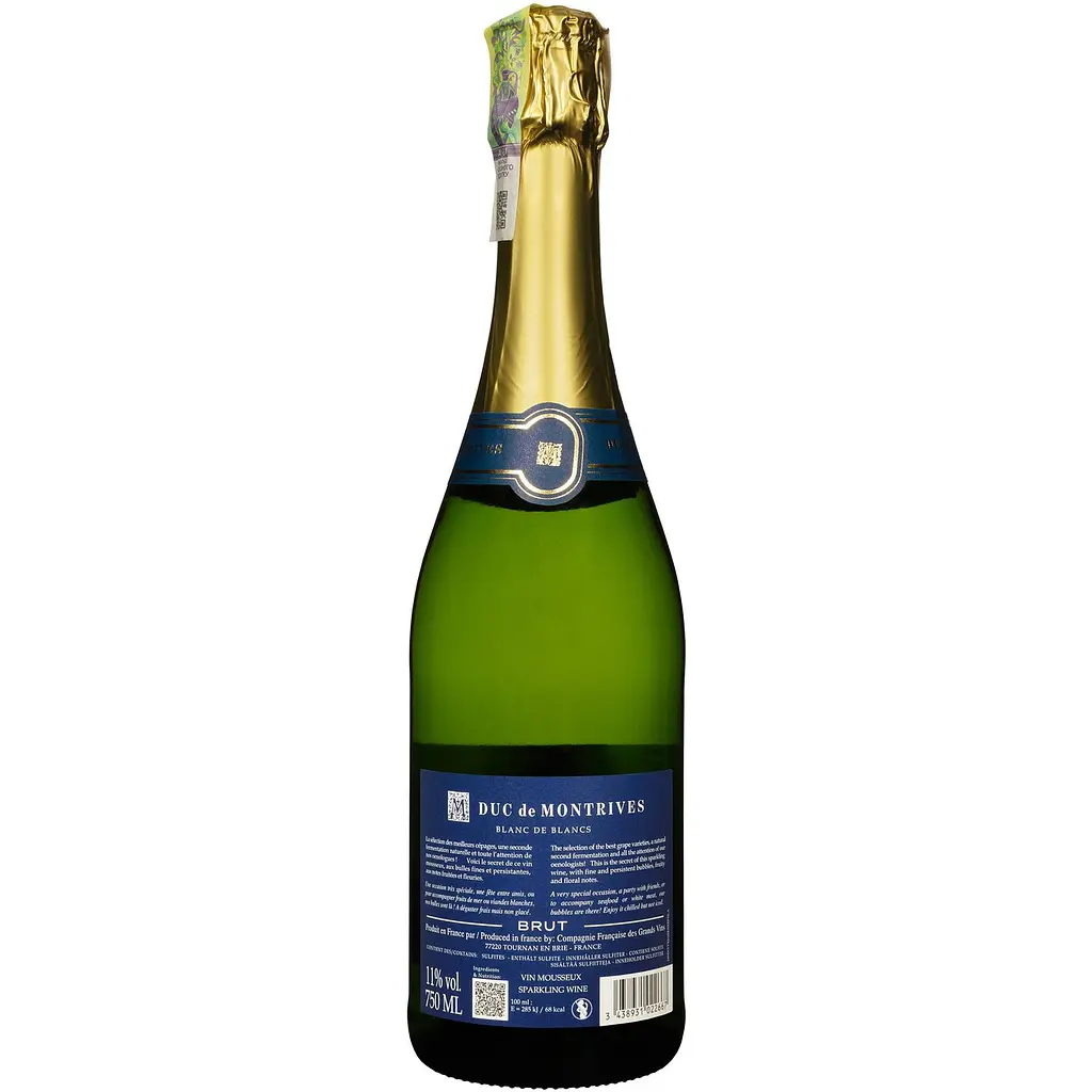 Вино игристое Duc de Montrives Blanc de Blancs Brut белое брют 0.75 л - фото 2