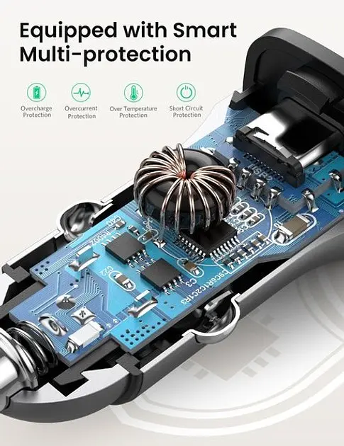 Автозарядний Ugreen CD130 20W 2 порти USB + Type-C (30780) адаптер швидкого заряджання - фото 2