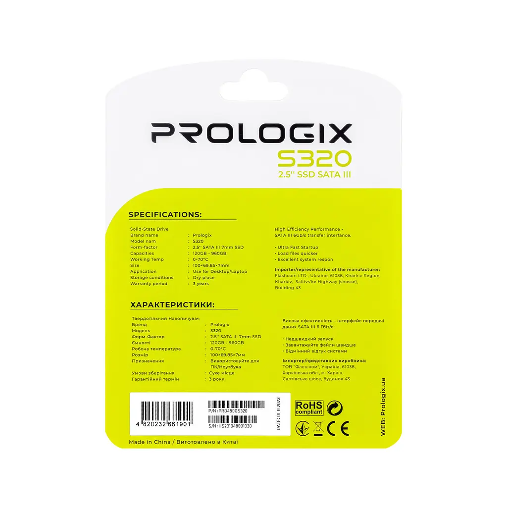 Накопичувач SSD 480GB ProLogiX S320 2.5" SATAIII 3D TLC (PRO480GS320) - фото 4