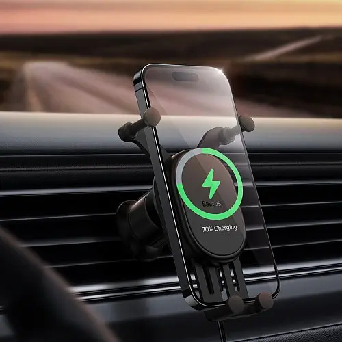 Бездротовий зарядний пристрій Baseus Stable Gravitational Wireless Charging Car Mount Pro 15W чорний SUWX030001 - фото 8