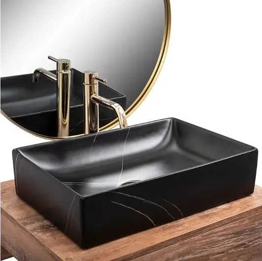 Умивальник Rea Inga 34,5x51 black marble mat (REA-U8006) - фото 2