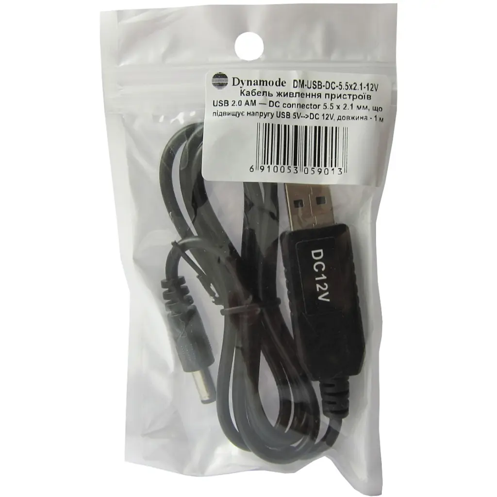 Кабель живлення USB to DC 5.5x2.1mm 12V 1.0m Dynamode (DM-USB-DC-5.5x2.1-12V) - фото 8