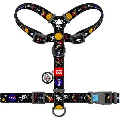 Шлея для собак WAUDOG Nylon з QR паспортом анатомічна H-подібна NASA M (5542) - фото 2