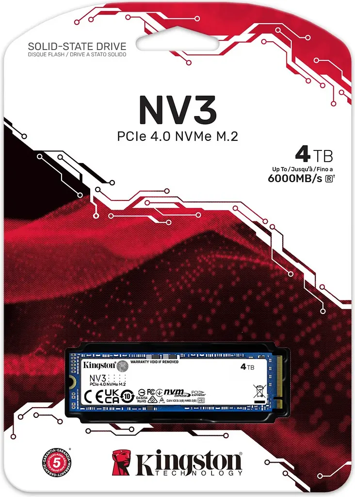 Накопичувач SSD Kingston NV3 M.2 2280 PCIe 4.0 x4 NVMe 3D TLC 4TB (SNV3S/4000G) - фото 3