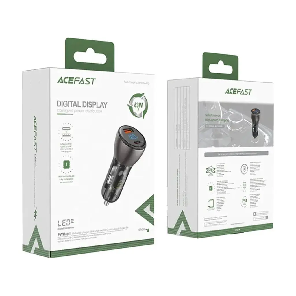 Зарядний пристрій Acefast 2xUSB 63W (USB-C + USB-A) B6 with digital display (6974316280972) - фото 6