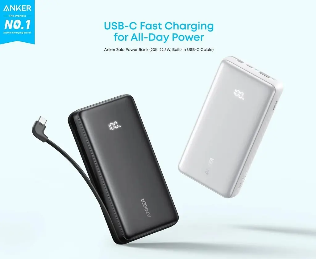 Повербанк Anker Zolo 22.5W чорний 20000 mAh - фото 2