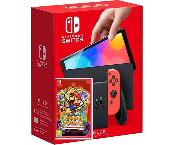 Игровая консоль Nintendo Switch OLED model Neon Blue-Red + Игра Paper Mario: The Thousand-Year Door английская версия - фото 6