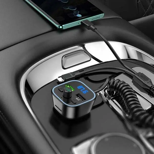 Автомобільний FM модулятор (трансмітер) Borofone Eminency USB QC3.0 Type-C- Lighting USB Дисплей (BC45) - фото 3