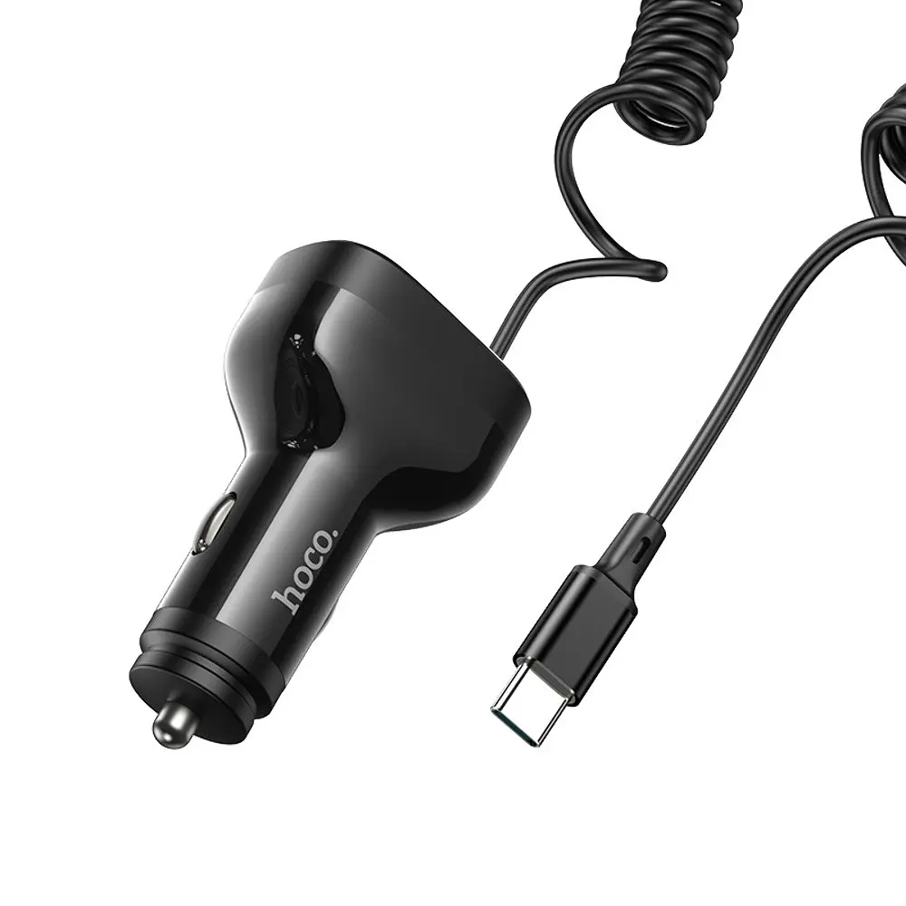 Автомобільний зарядний пристрій Hoco NZ11A 2USB/ Type-C PD 30W чорний + кабель Type-C - фото 6